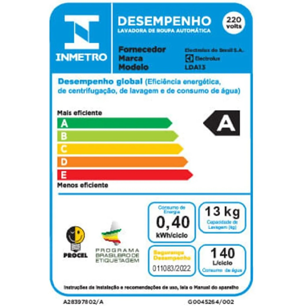 Máquina de Lavar Roupas Electrolux 13 kg 220V LDA13 Branca, , large image number 7