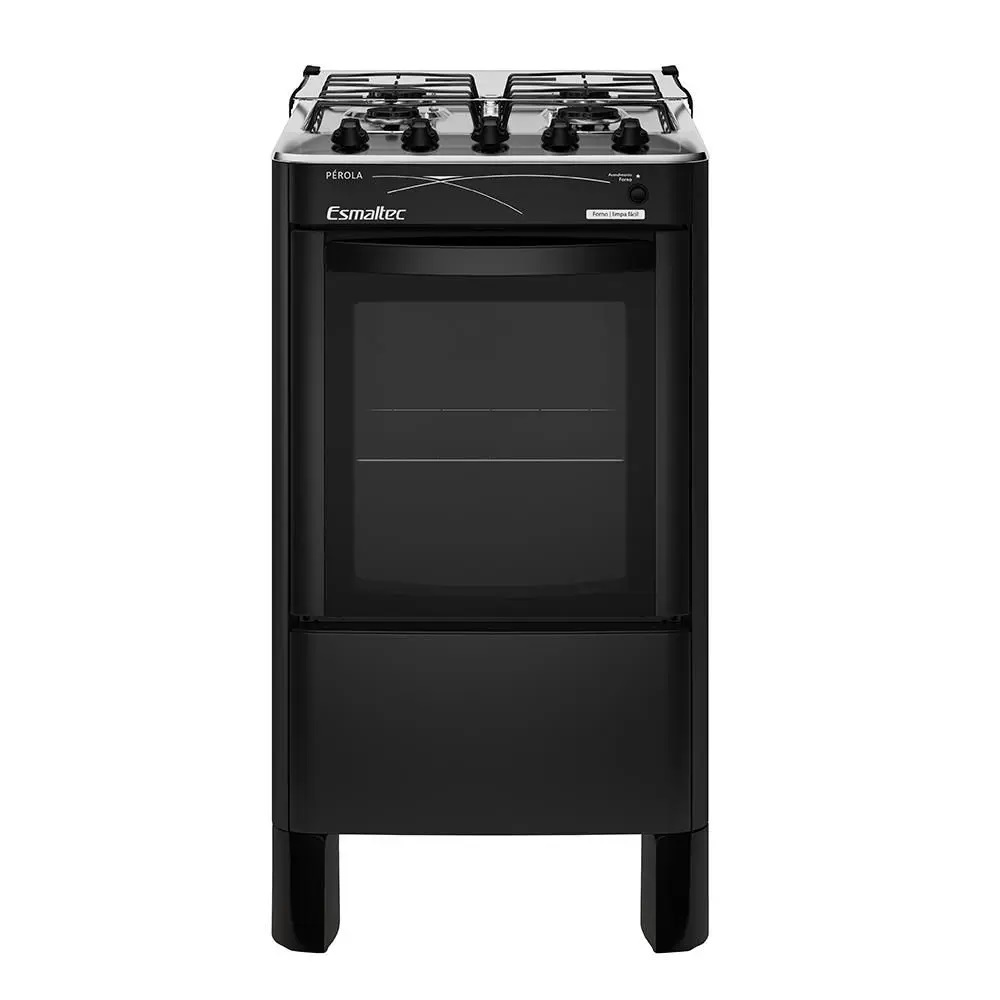 Fogão 4 bocas Esmaltec Mesa de Inox Preto Pérola 4114