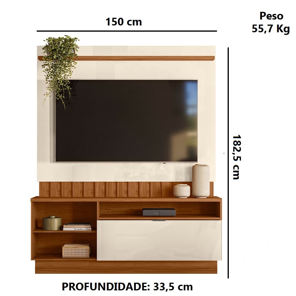 Estante Home para Tv at&eacute; 60 Polegadas Canela/Off White M&ouml;bler Diamantina, , large image number 3