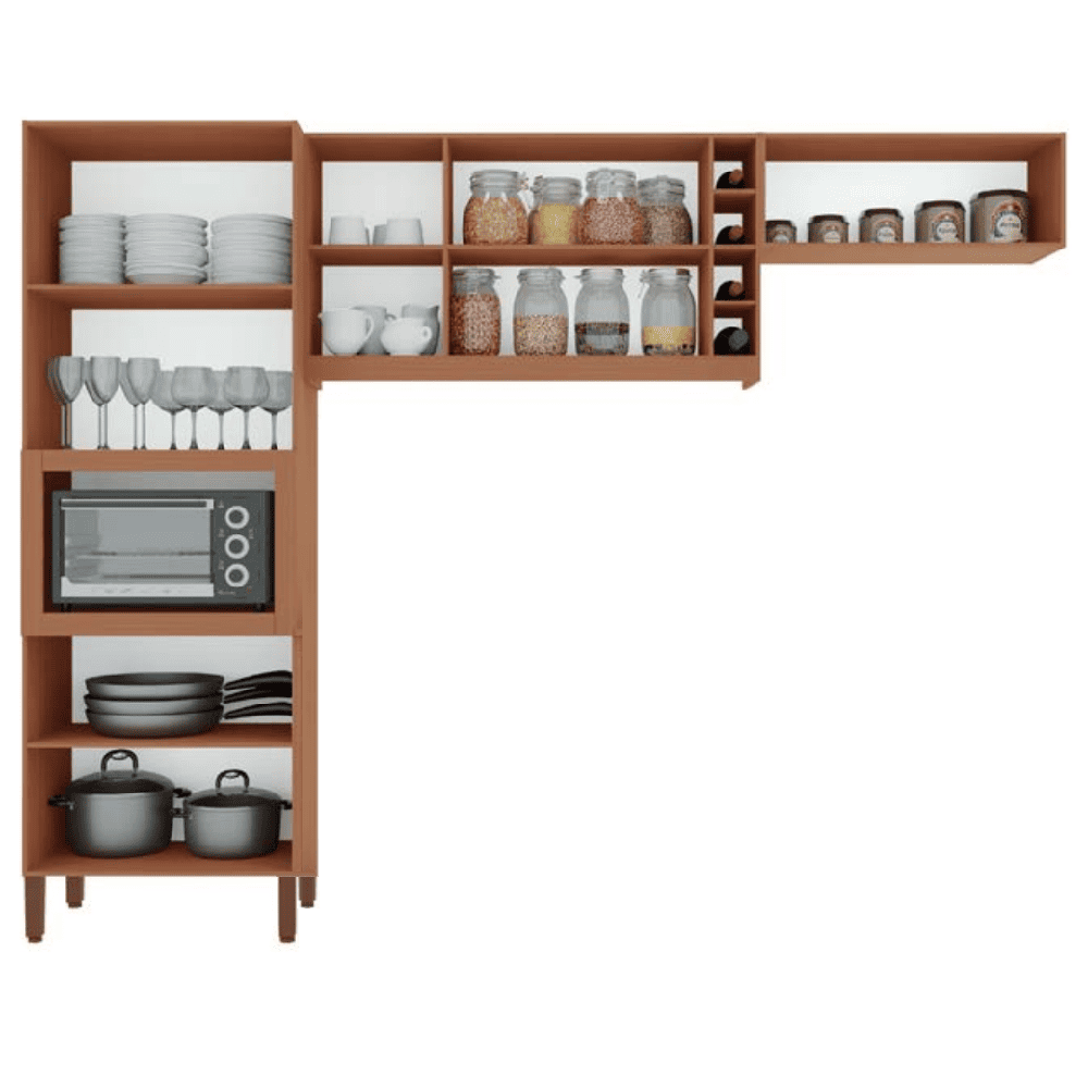 Cozinha Completa 7 Portas 4 Prateleiras Freij&oacute; / Preto Tuboarte Larissa 100% MDF, , large image number 2