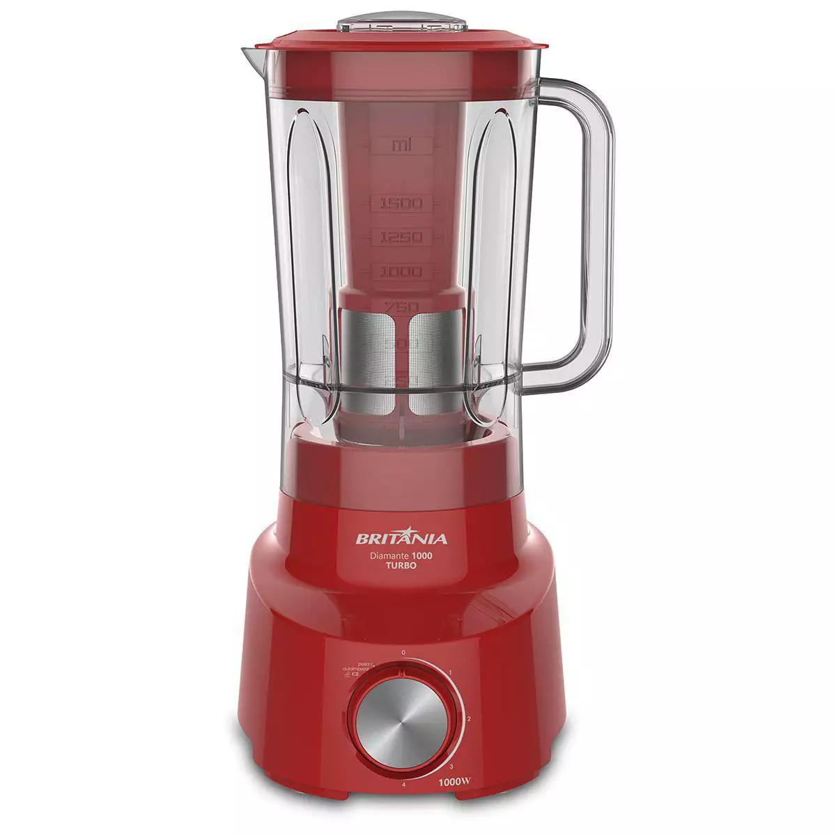 Liquidificador Britânia BLQ Diamante Turbo com 4 Velocidades 1000W 220V, Vermelho, large image number 0