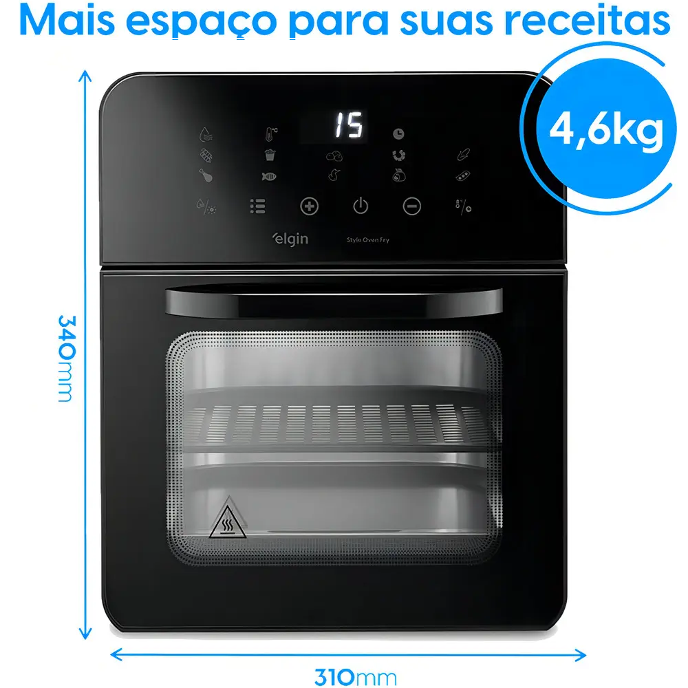 Fritadeira El&eacute;trica Air Fryer Elgin Sem &Oacute;leo 10 Litros Preta 1400W 220V Style Oven Fry AFO20, , large image number 7