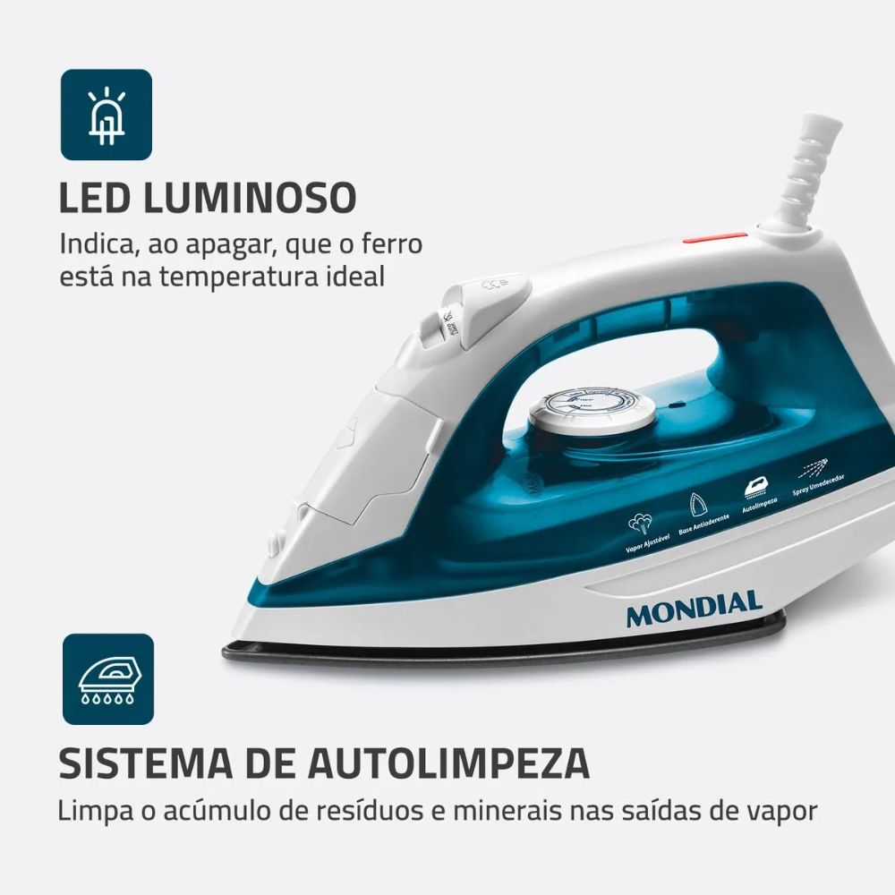 Ferro de Passar Roupa a Vapor Mondial 220V F-32, , large image number 5