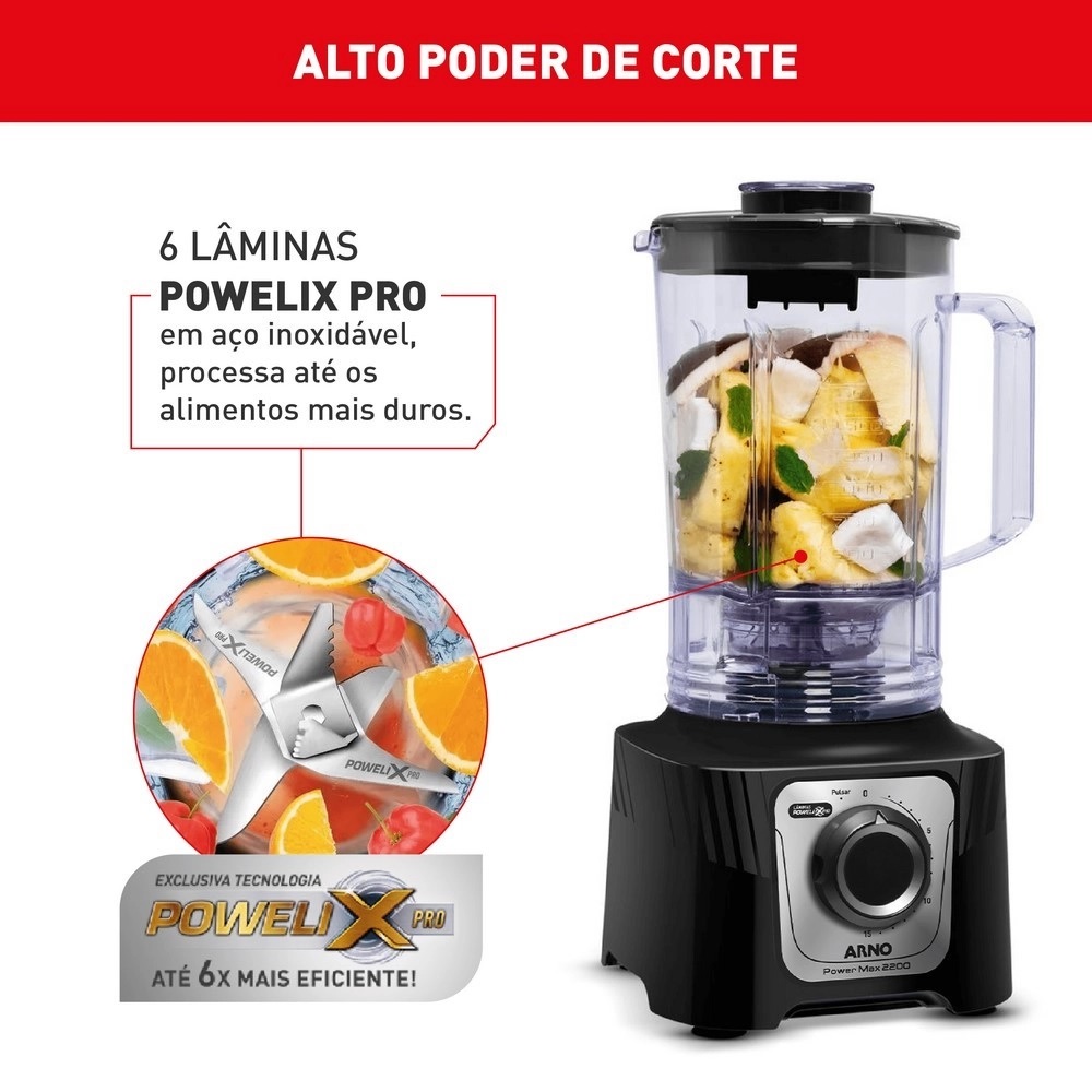 Liquidificador Arno Preto 15 Velocidades + Pulsar 3,1 Litros 2200W LN66, , large image number 3