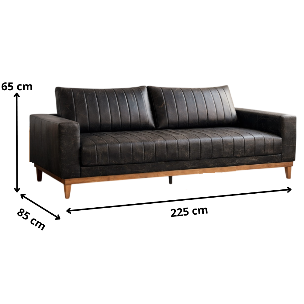 Sof&aacute; 4 Lugares 1 Assento Tecido Corino Preto 200cm Acento Fixo Movelpaz Caline, , large image number 2