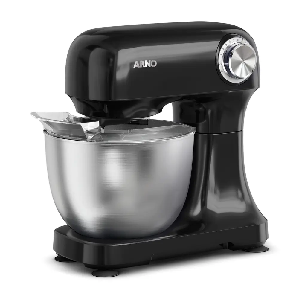 Batedeira Planet&aacute;ria Arno Preta Bake Easy KM10 Tigela em Inox 500W 220V
