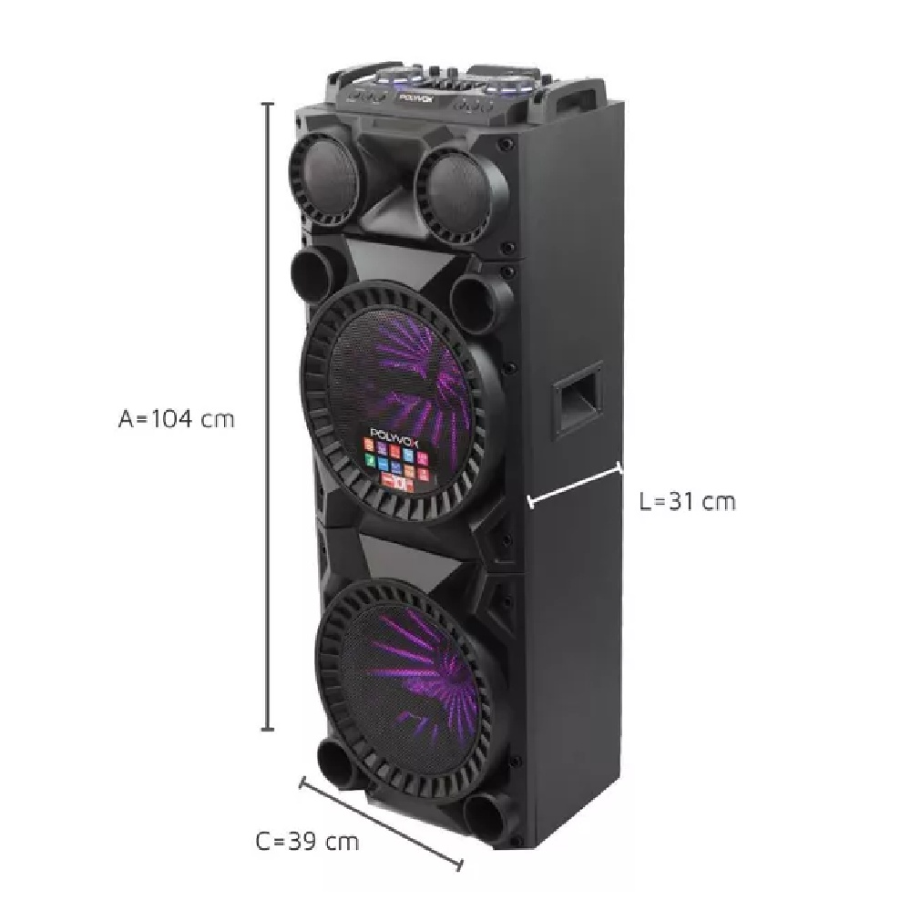Caixa de Som Polyvox Bluetooth USB 1800W Bivolt XT1200T, , large image number 4