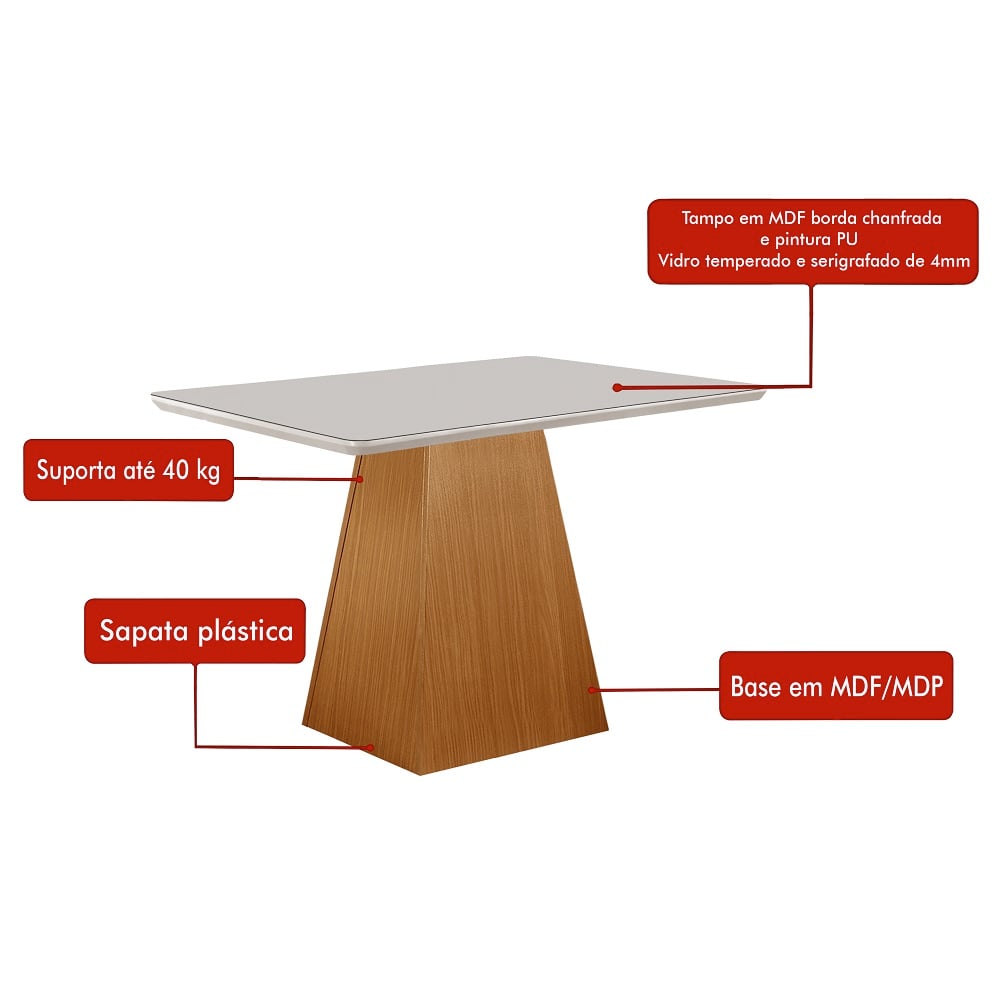 Conjunto Mesa de Jantar 4 Cadeiras Riviera Retangular LJ Prada 120x80cm Marrom, , large image number 3