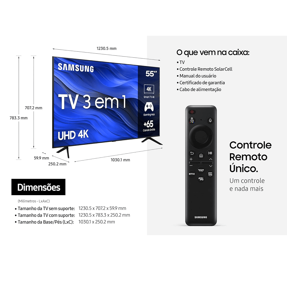 Smart TV 55 Polegadas Samsung Led 4K Wi-Fi Bluetooth Alexa 3 HDMI UN55CU7700, , large image number 9