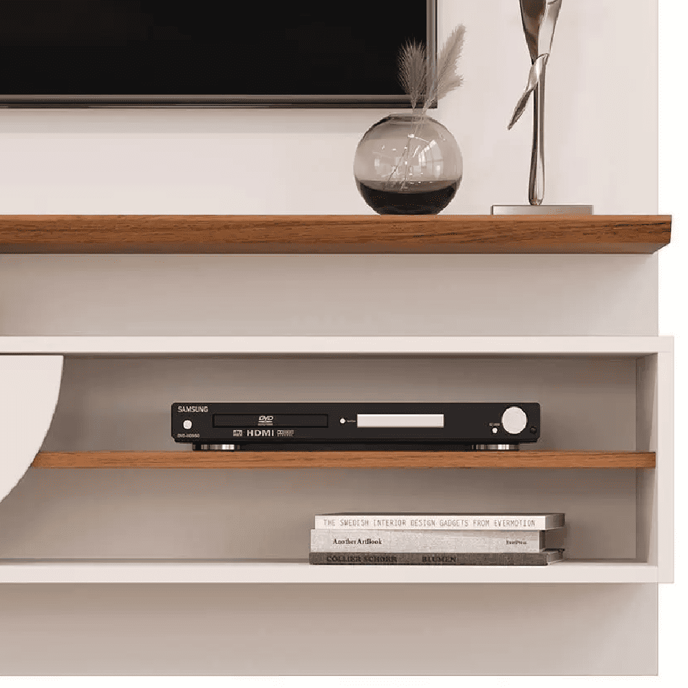 Painel Para TV At&eacute; 60 Polegadas Off Whaite/Freijo Dj M&oacute;veis Ravi MDF, , large image number 2