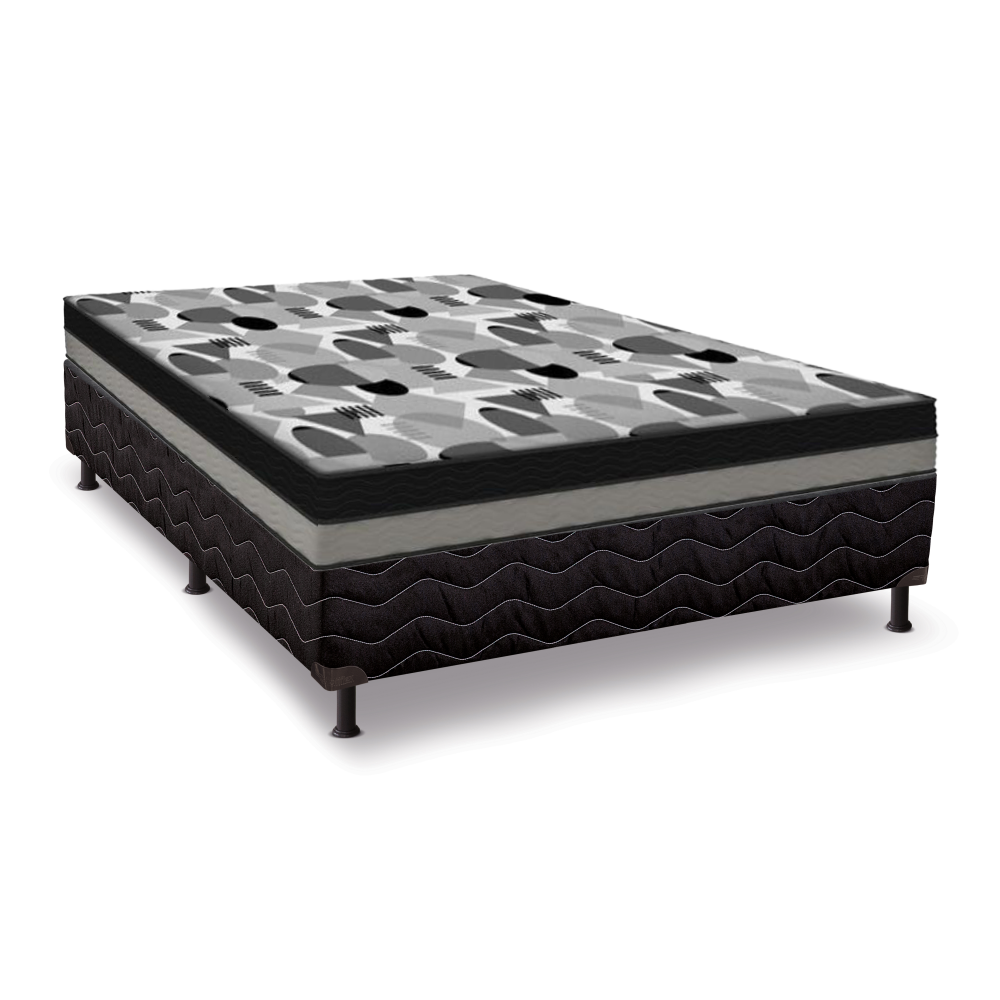 Conjunto Box Casal Base Pt Reconflex e Colchao Espuma e EPS 138x188x62cm Ortobom ISO Dupla Face