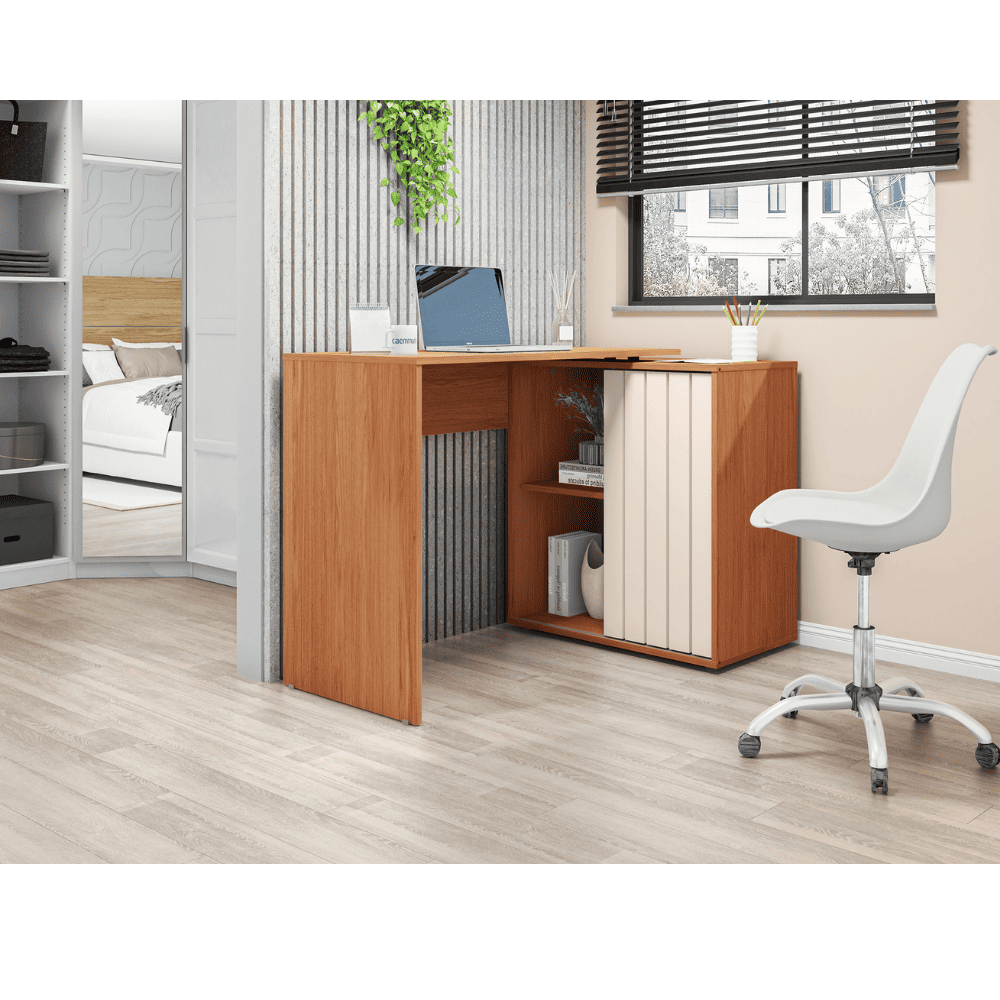 Mesa de Computador Caemmun Canto e Reta Tech L&acirc;mina 140 cm Mel/Cac&atilde;o, , large image number 1