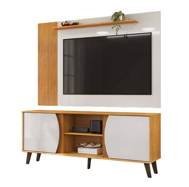 Rack com Painel para TV At&eacute; 60 Polegadas Cedro/Bali Dj Domo