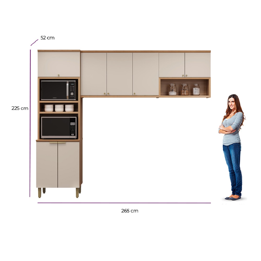 Cozinha Completa 8 Portas Jequitibá/Off White Línea Selene 3.3 - 100% MDF, , large image number 3