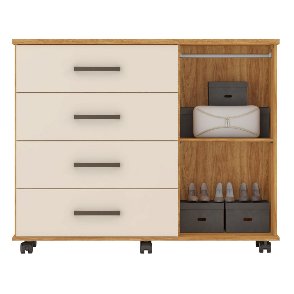 C&ocirc;moda 4 Gavetas 1 Porta Dem&oacute;bile Flora Cinamomo / Off White, , large image number 4