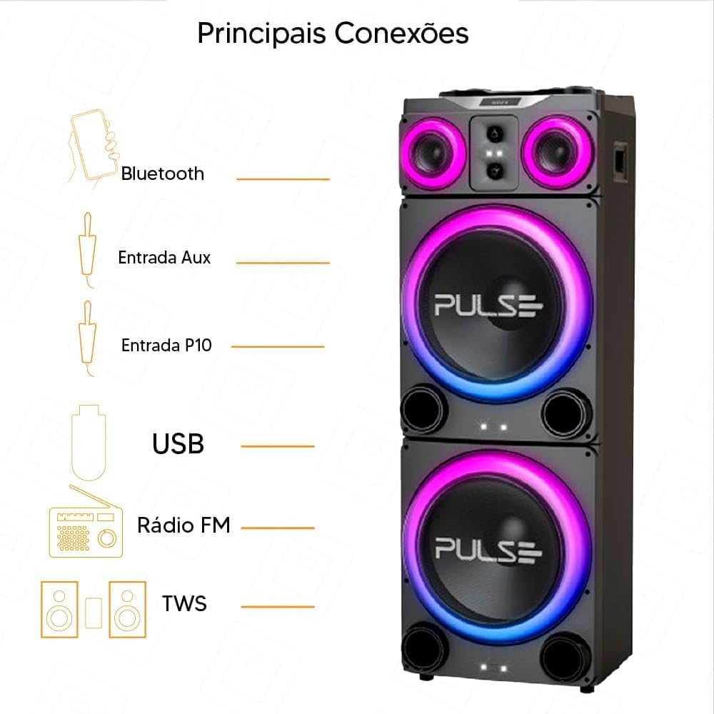 Caixa de Som Pulse Torre Bluetooth 2500W Bivolt Double 10 SP517 LED, , large image number 3