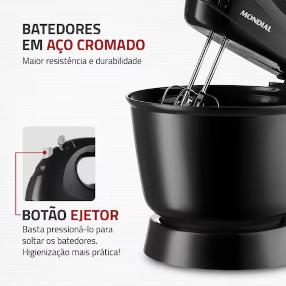 Batedeira Mondial Preta Turbo Tamanho Família 400W 220V B-44-B, , large image number 3