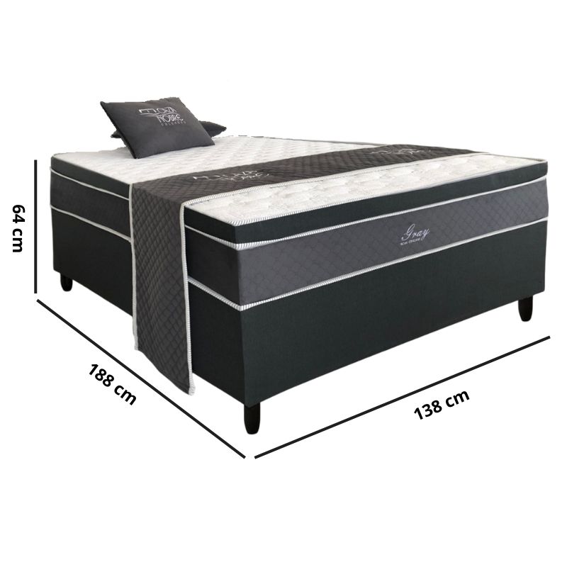 Cama Box Casal Conjugada Molas Ensacadas Tucson Gray 188x138x64 cm Caza Nobre, , large image number 2