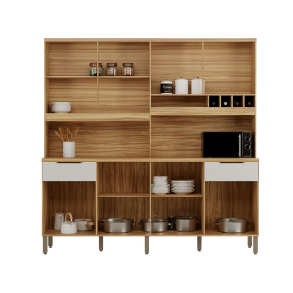 Kit Cozinha Rio Doce MDF Concord 8 Portas 2 Gavetas Amêndoa/Off White, , large image number 2