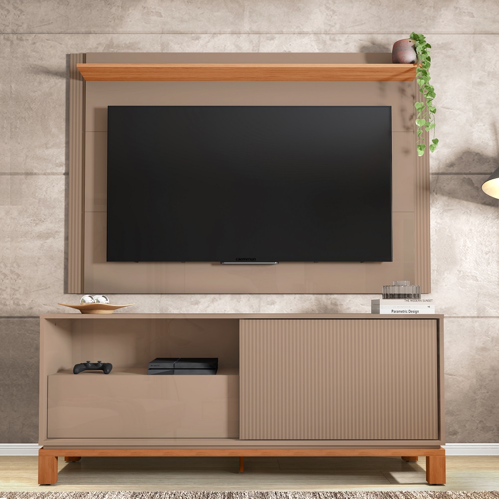 Rack Com Painel Para TV Até 55 Polegadas Suede MR/Freijó Caemmun Mondrian, , large image number 2