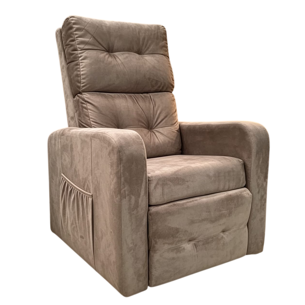 Poltrona do Papai Reclin&aacute;vel Suede Veludo Caramelo Movelpaz Dijon