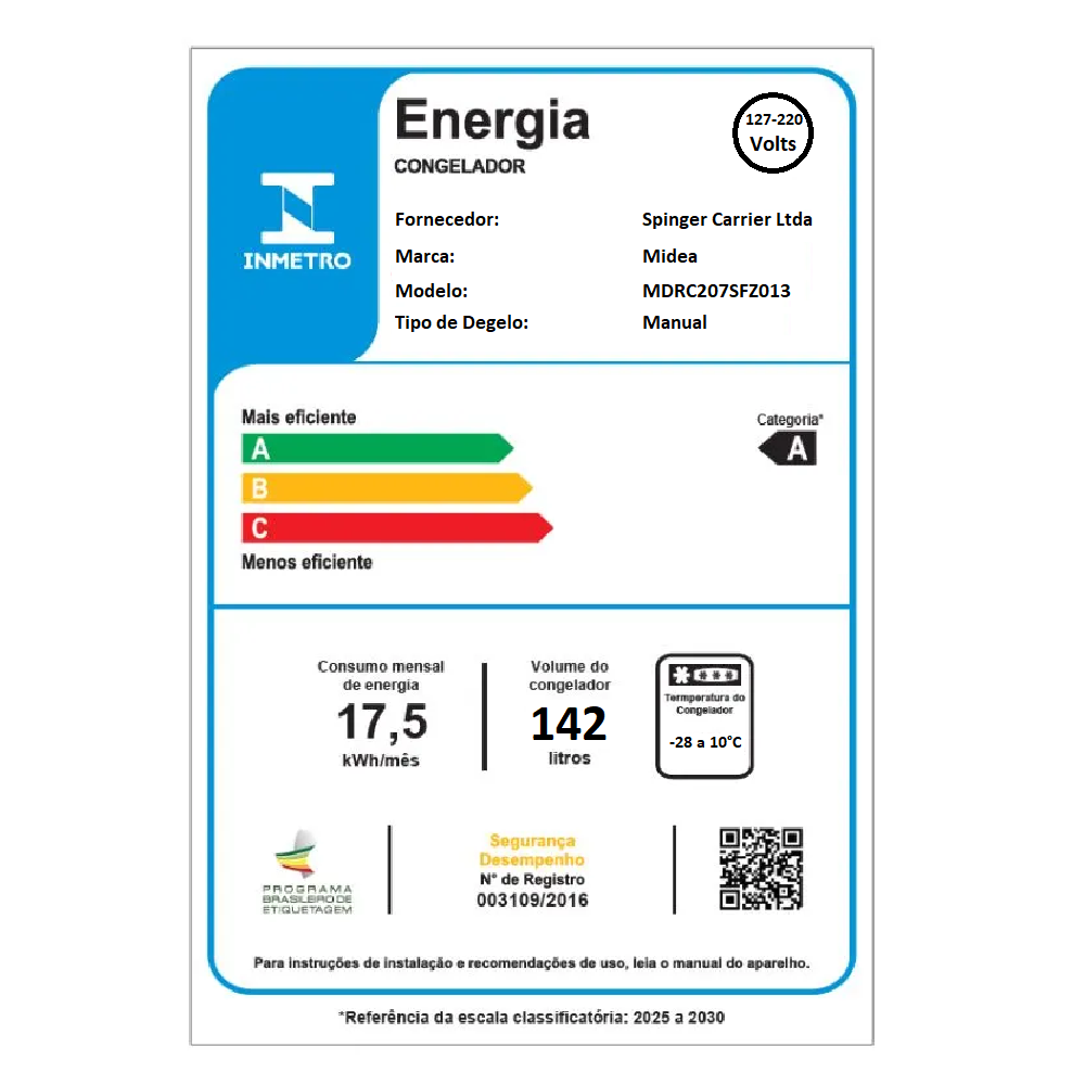 Freezer Horizontal Midea Inverter 1 Porta MDRC207SFZ013 Bivolt 142L Branco, , large image number 7