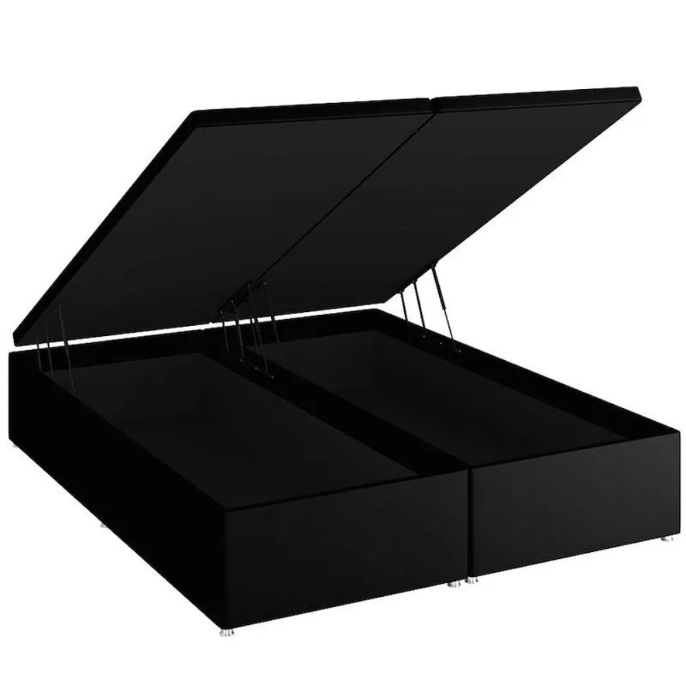 Base Cama Box Queen com Ba&uacute; Physical Corino Preto 158x198x42,5 cm Ortobom