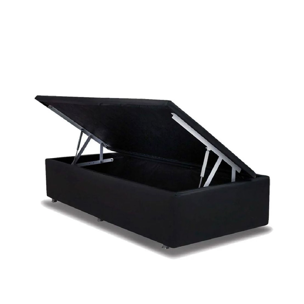 Base Cama Box Solteiro com Baú Phys Corino Preto 188x88x30 cm Ortobom, , large image number 0