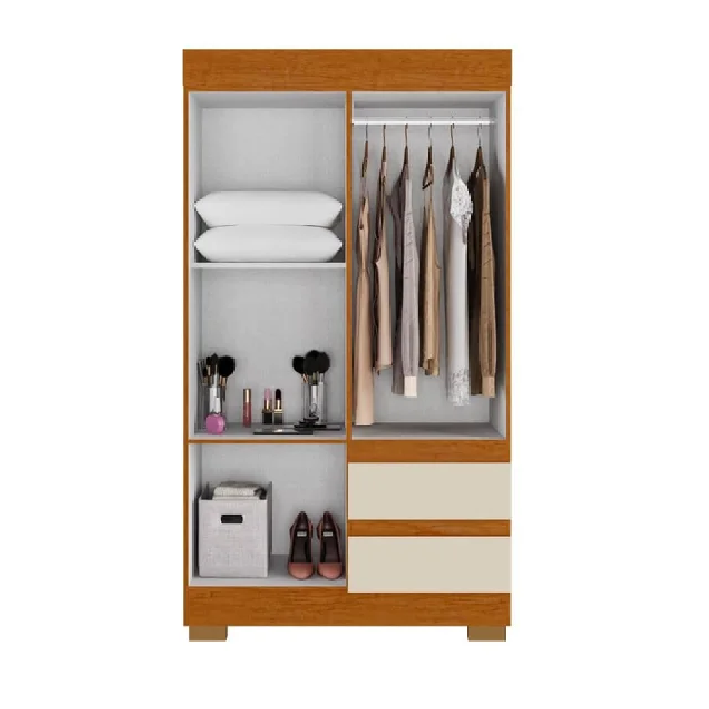 Guarda-Roupa Solteiro 4 Portas 2 Gavetas Cinamomo/OffWhite ACP Maya, , large image number 1