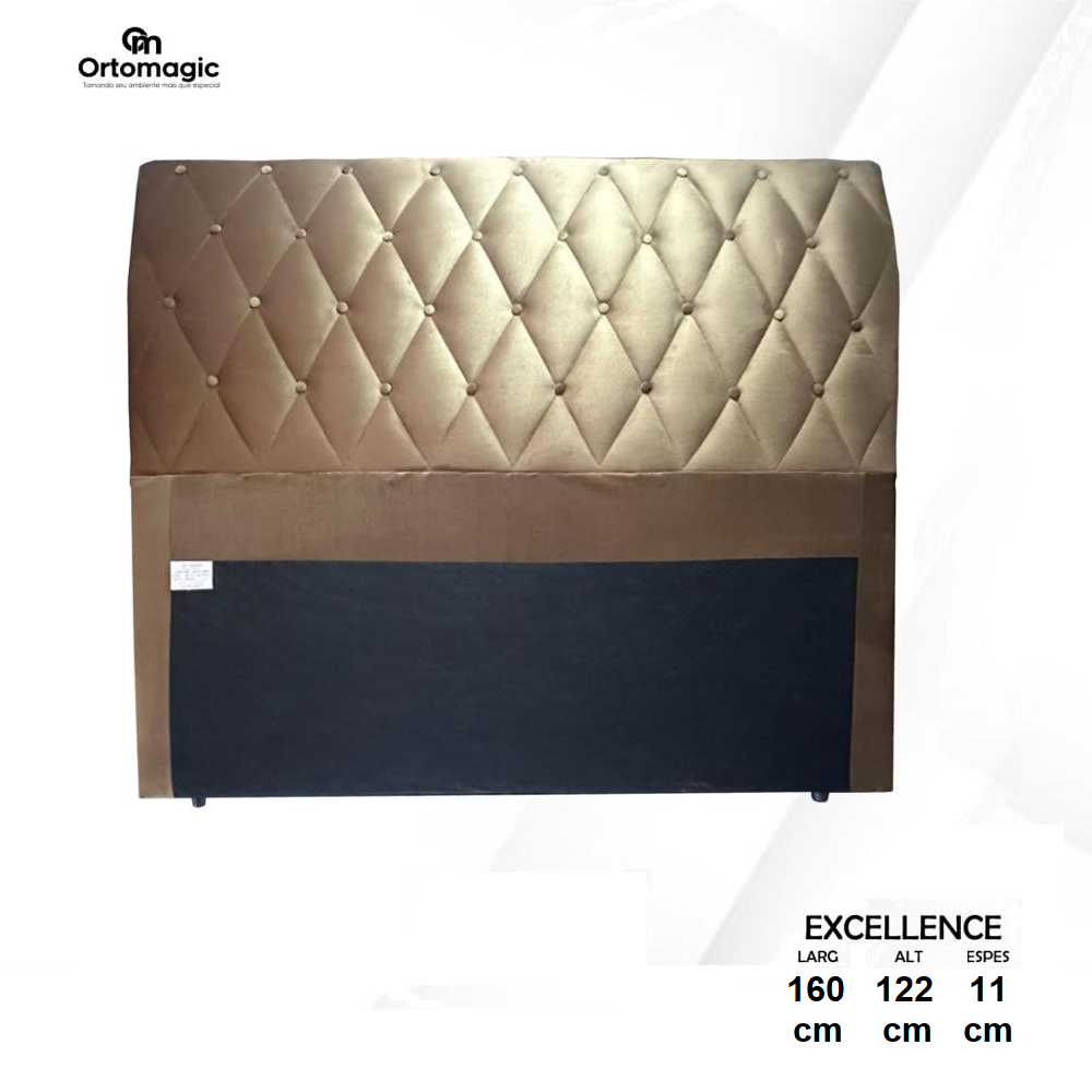 Cabeceira Queen Estofada 160 cm Veludo Caramelo Ortomagic Excellence, , large image number 1