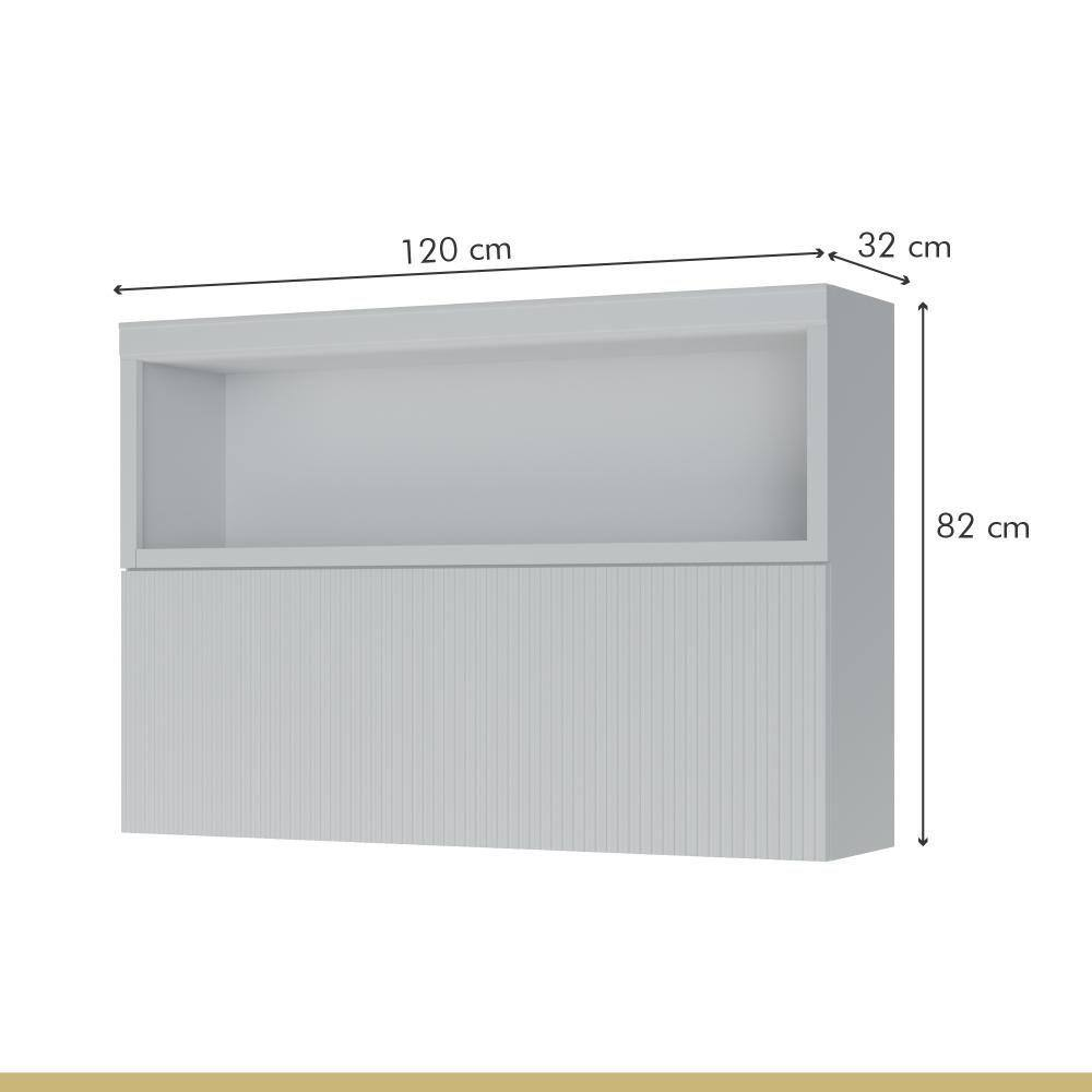 Armário de Cozinha 1 Porta Basculante Ripado Branco Nesher Marquesa - MDF, , large image number 3