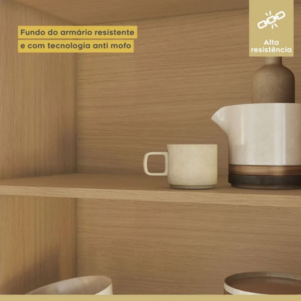 Balcão de Cozinha com Tampo 2 Portas Carvalho/Greige 100% MDF Nesher, , large image number 5