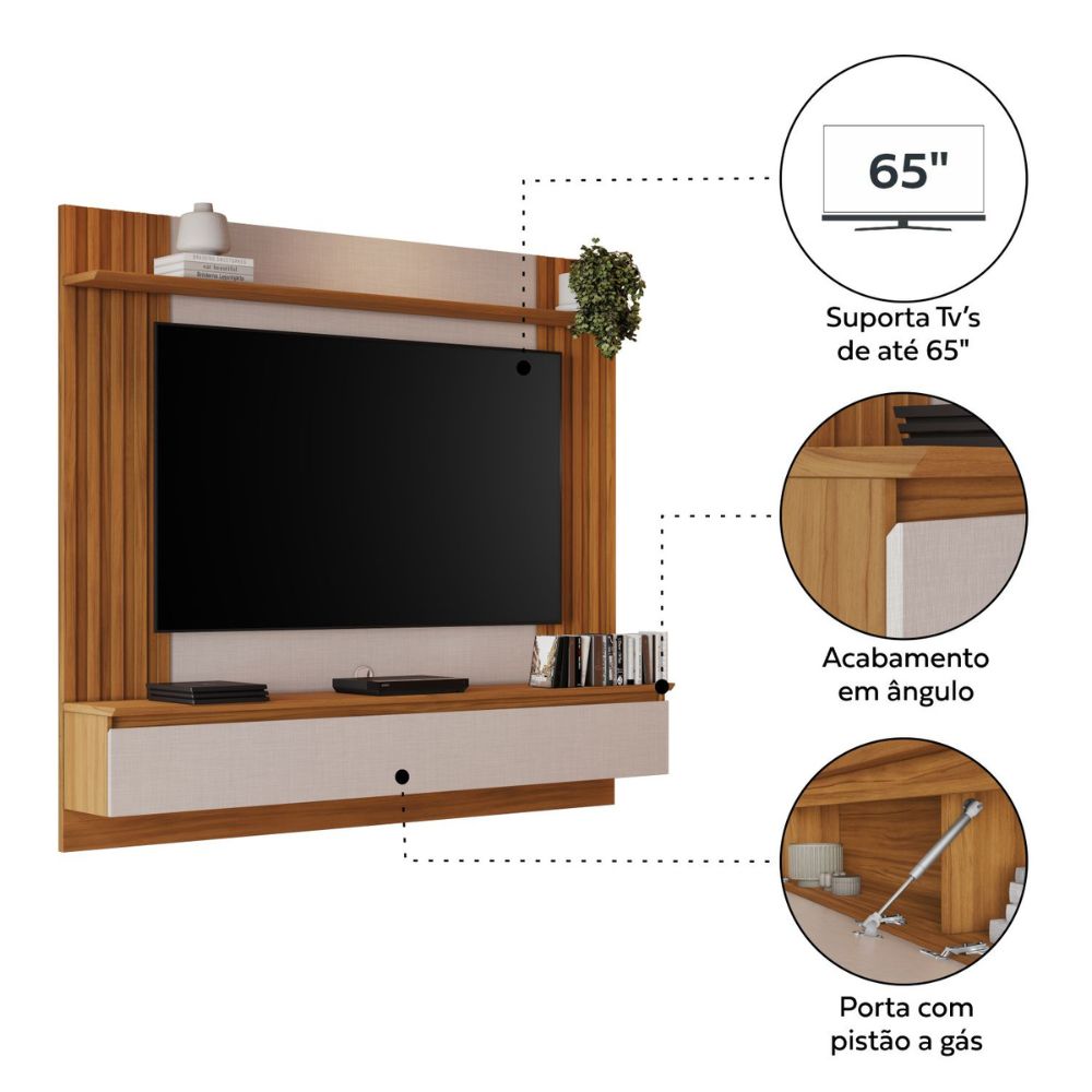 Painel Para TV Até 65 Polegadas Freijó/Off White Notável NT 1365, , large image number 7