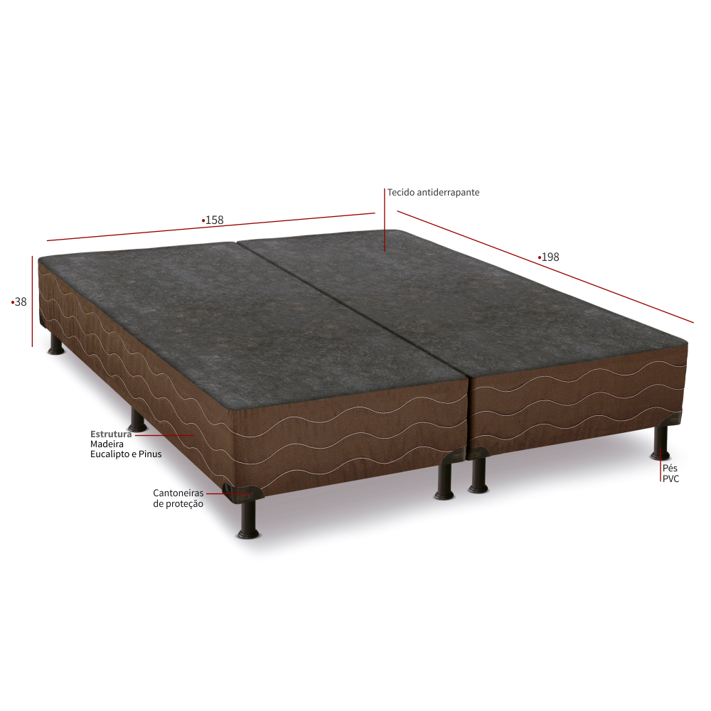 Base Cama Box Queen Somi&ecirc; Flex Universal Marrom 158X198X030 cm Reconflex, , large image number 1