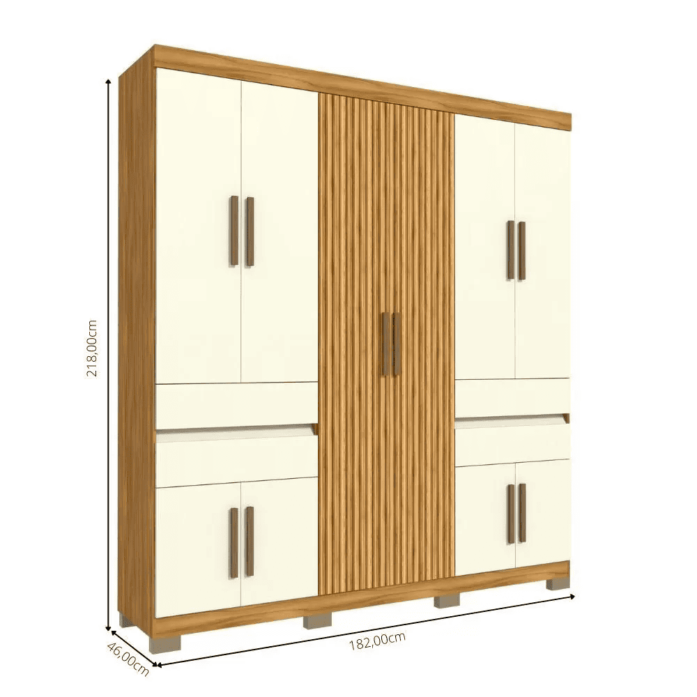 Guarda-Roupa Casal 10 Portas 4 Gavetas Freijo/Off White Avelan Nevada, , large image number 3
