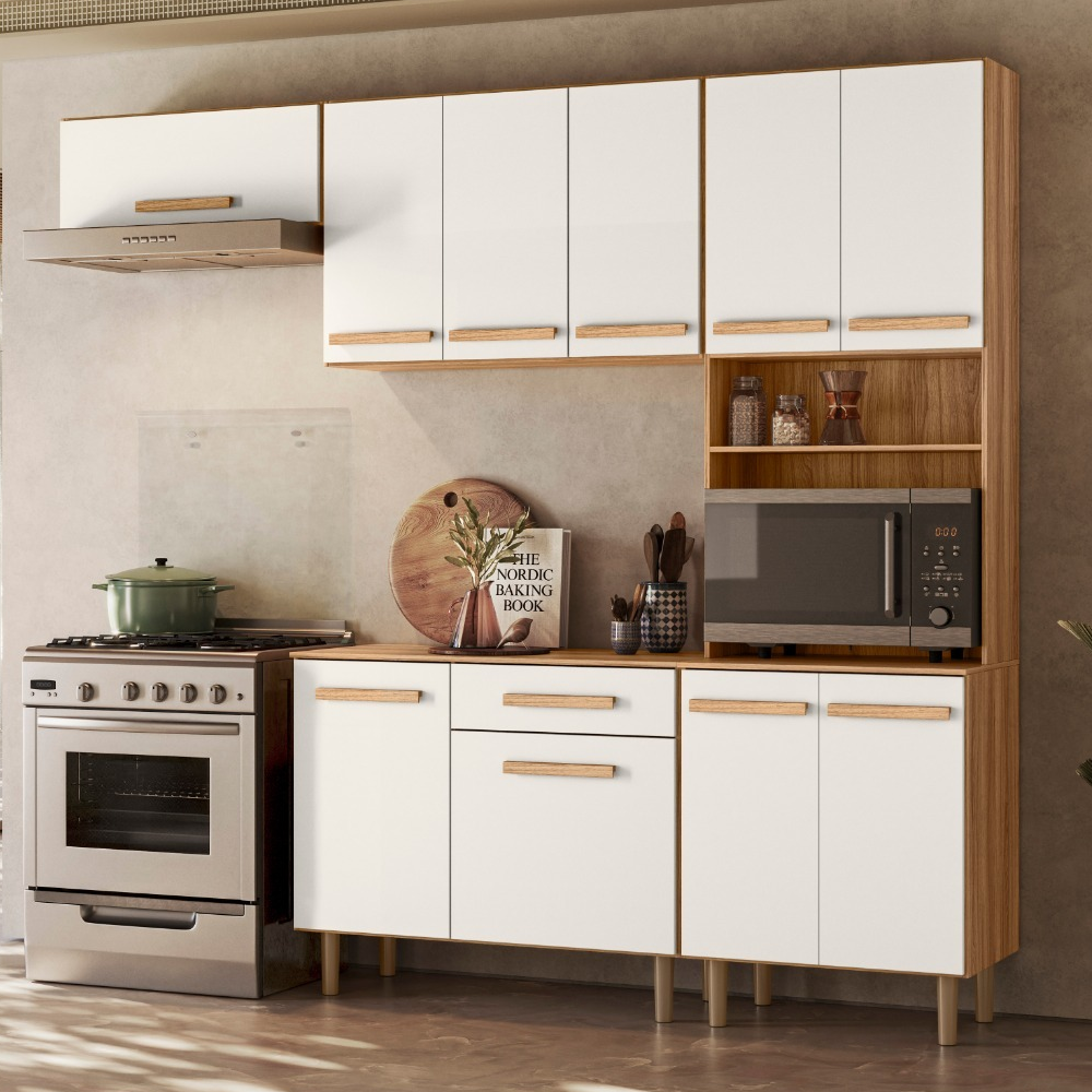 Cozinha Completa Nicioli Lemon 10 Portas 1 Gaveta Freijo Off White, , large image number 1