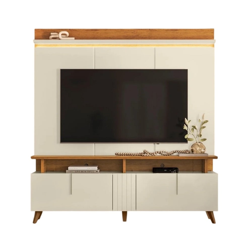 Estante Home para Tv at&eacute; 70 Polegadas Off White/Canela M&ouml;bler Petr&oacute;polis