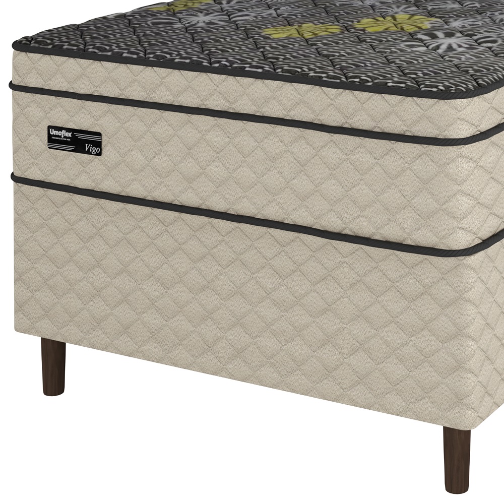 Conjunto Box Solteiro Molas Ensacadas Base e Colchao Umaflex New Vigo Bege 88x188x66, , large image number 4