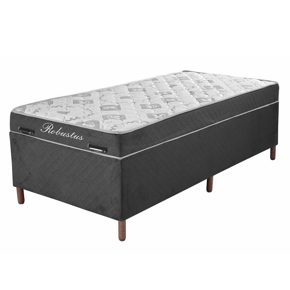 Cama Box Solteiro com Baú D28 Robustus Unique Confort 88x188x69 Caza Nobre