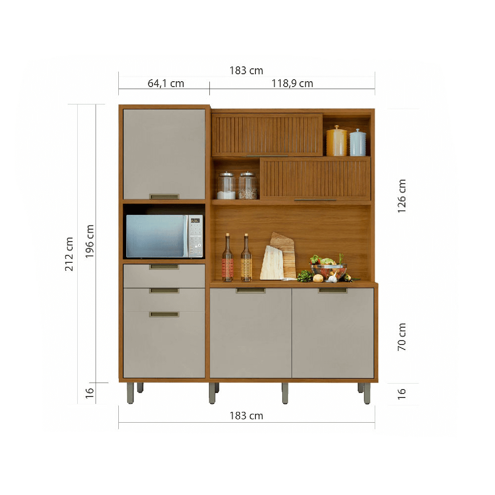 Cozinha Compacta Loft Nesher Imperatriz 6 Portas e 2 Gavetas 100% MDF, OffWhite, large image number 5