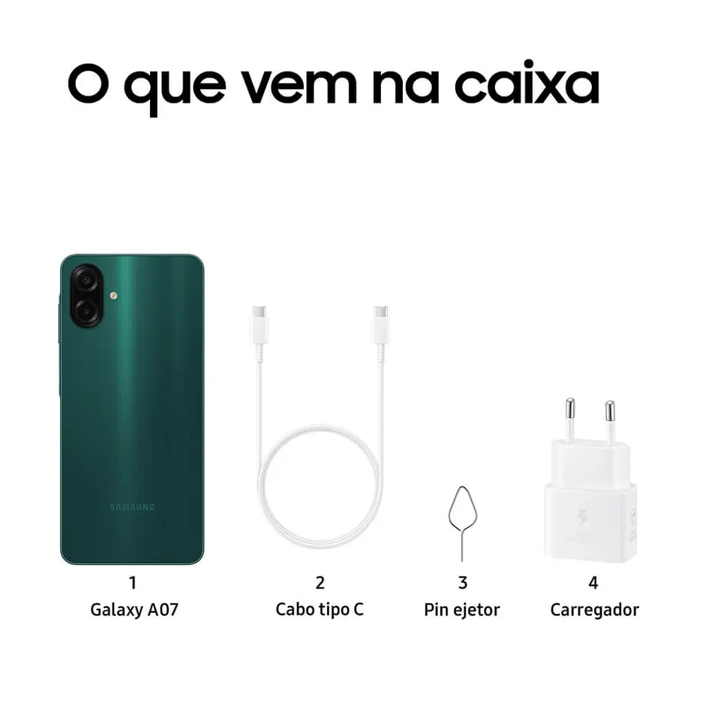 Smartphone Samsung A07 Verde 128GB 4GB RAM Tela 6,7" C&acirc;mera Dupla + Selfie 8MP, , large image number 6