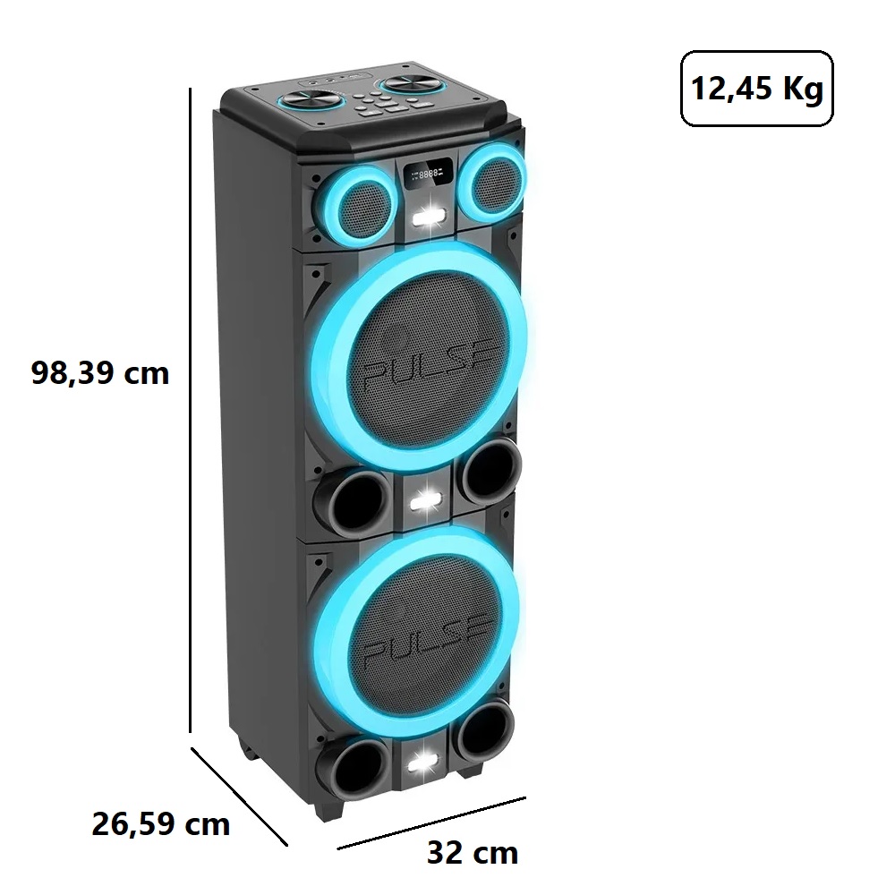 Caixa de Som Torre Pulse Bluetooth 2000W Bivolt Double 10 SP518 LED, , large image number 7