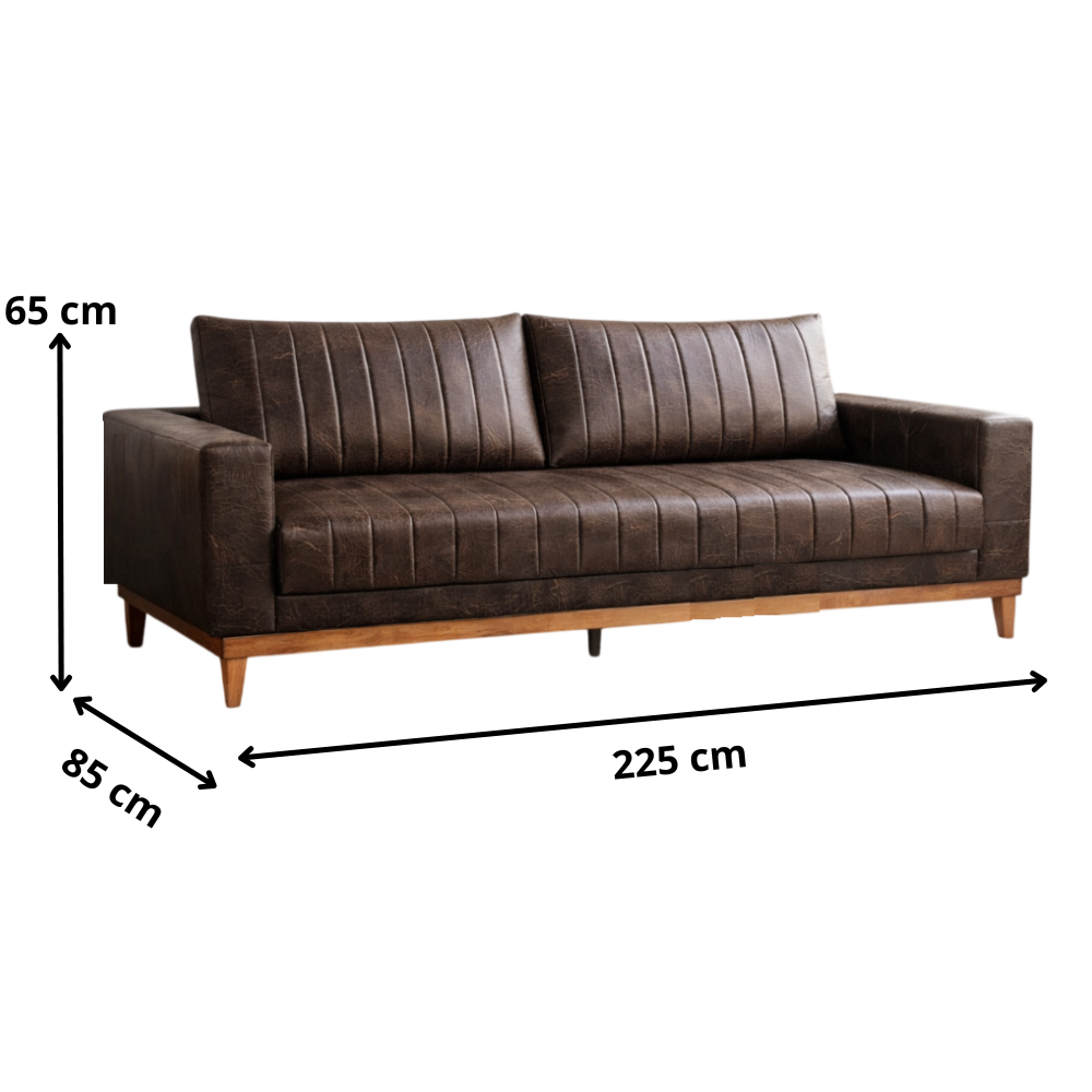 Sof&aacute; 4 Lugares 1 Assento Tecido Corino Marrom 200cm Acento Fixo Movelpaz Caline, , large image number 2