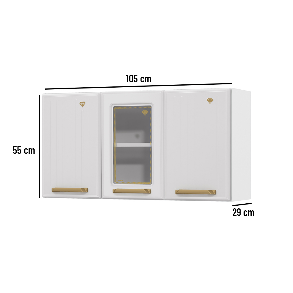 Armário de Cozinha em Aço Branco 3 Portas 120 cm Telasul Diamante, , large image number 4