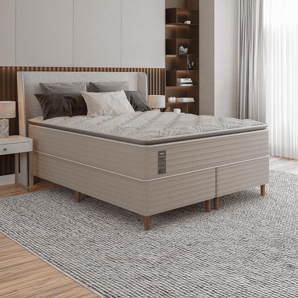 Colch&atilde;o Queen Bronx de Molas Ensacadas Bege com Pillow 158x198x75 cm Umaflex, , large image number 1