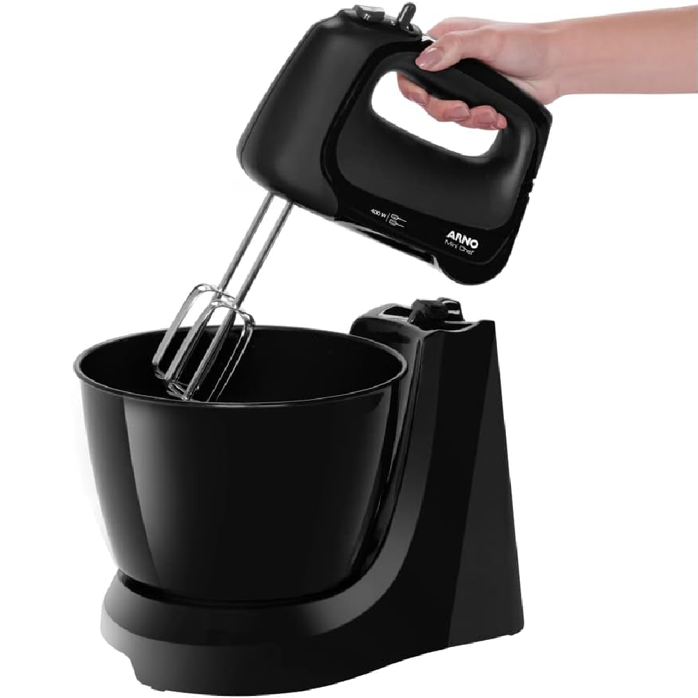 Batedeira Mini Chef Arno Preta HM11 2 Tigelas 400W 220V SX1618B2, , large image number 2