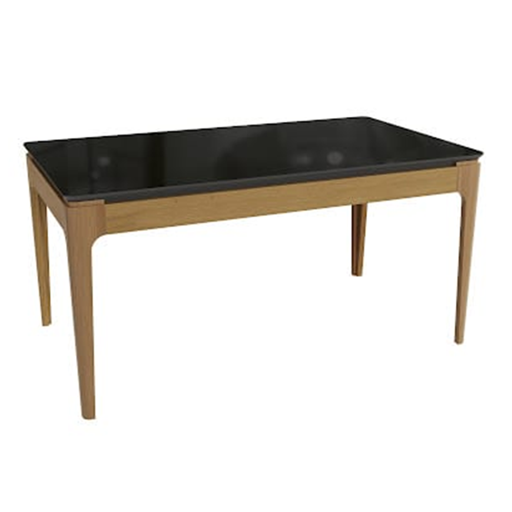 Mesa de Jantar para 6 Cadeiras Retangular Tampo de Vidro Kappesberg Premium Canela/Chumbo