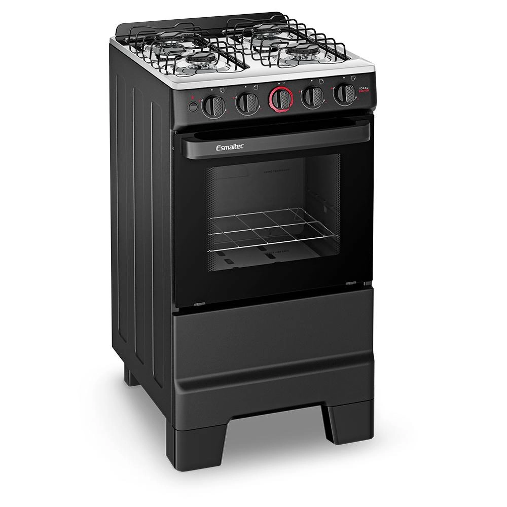 Fogão 4 bocas Esmaltec Mesa de Inox Acendimento Automático Preto Ideal Super F4IAP 4121, , large image number 1