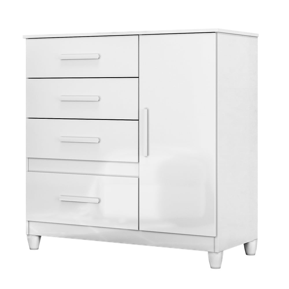 C&ocirc;moda Moval V&ecirc;nus 1 Portas 1 Prateleira e 4 Gavetas Branco/Rosa/Azul/Lilas