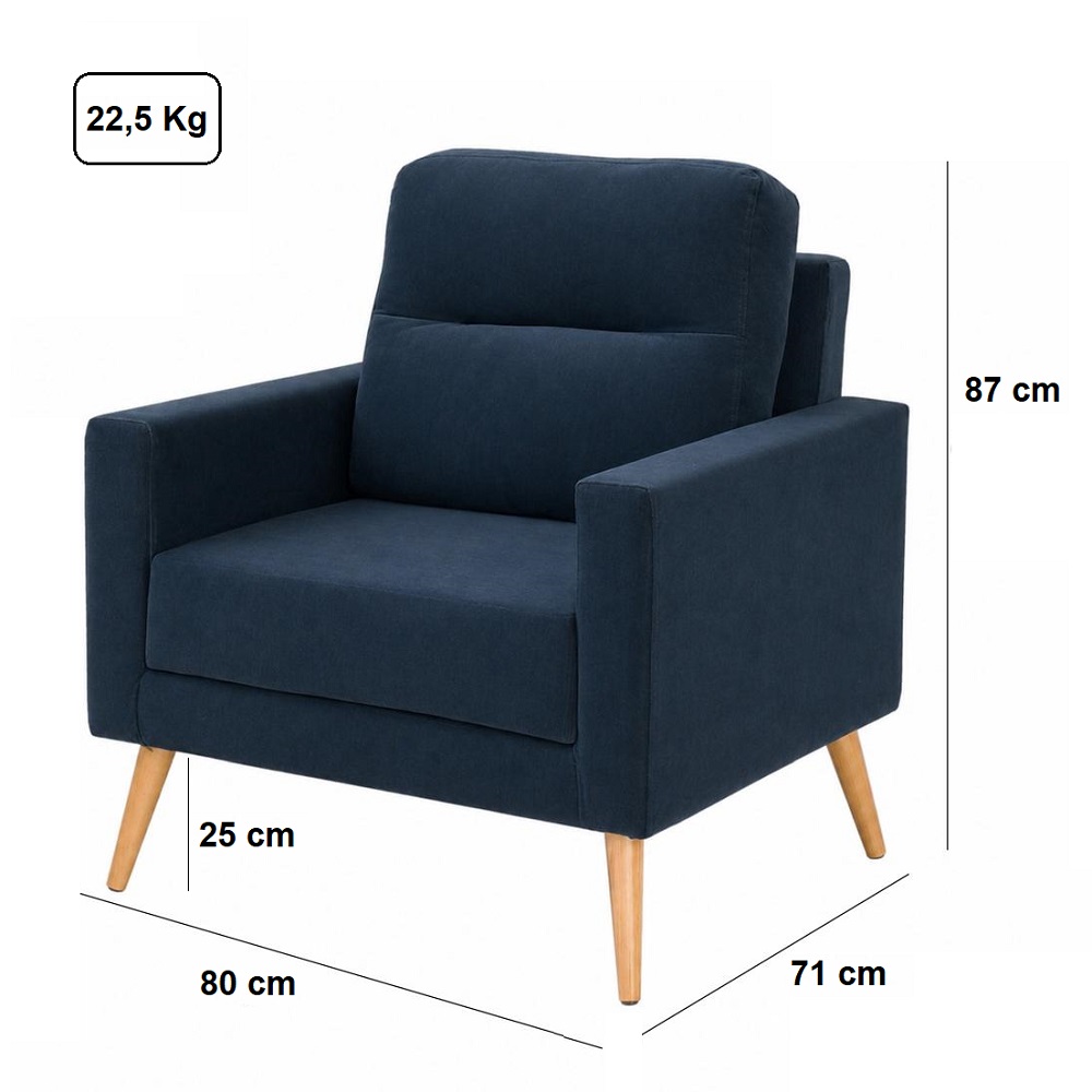 Poltrona Veludo Azul Navy JW T07 Europa Premium, , large image number 2